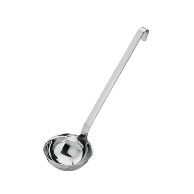 ROSLE STAINLESS STEEL LADLE WITH HOOK HANDLE AND POURING RIM, 2.7-OUNCE