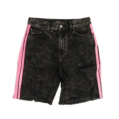 Amiri Black Denim Neon Pink Thrasher Shorts