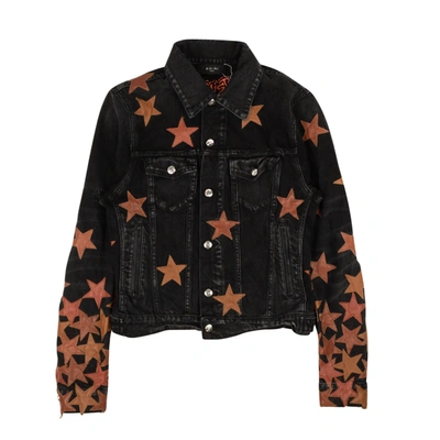 Amiri Black And Orange Chemist Denim Trucker Jacket