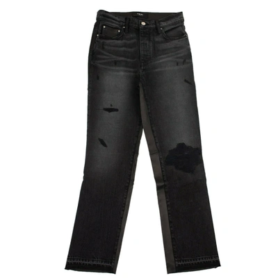 Amiri Women's Black Leather Hybrid Cropped Jeans