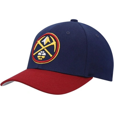 MITCHELL & NESS MITCHELL & NESS NAVY/RED DENVER NUGGETS MVP TEAM TWO-TONE 2.0 STRETCH-SNAPBACK HAT