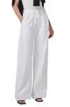 CITIZENS OF HUMANITY MARITZY PLEATED HIGH WAIST WIDE LEG ORGANIC COTTON TROUSER JEANS