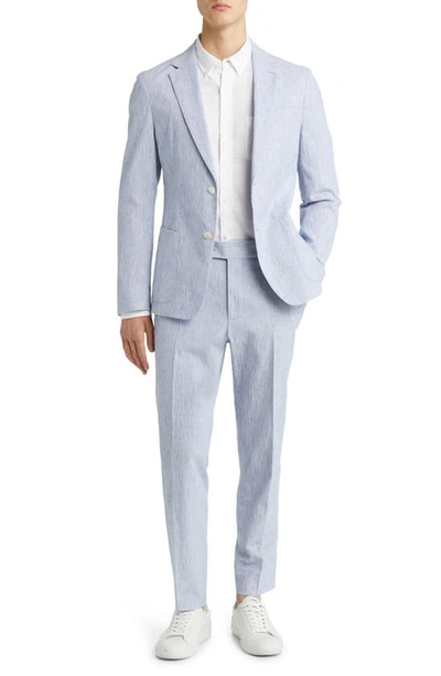 Hugo Boss Boss Linen-wool 2-piece Suit In Blue