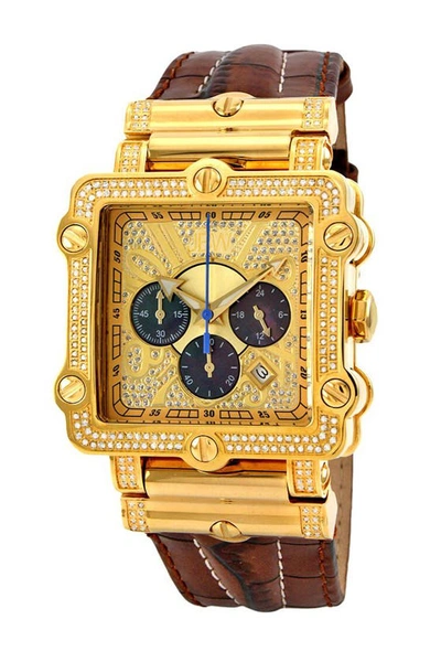 Jbw Phantom Chronograph Quartz Diamond Mens Watch Jb-6215-238-a In Brown / Gold