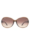 Ferragamo Salvatore  61mm Round Sunglasses In Lite Brown