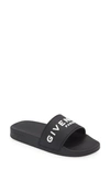 Givenchy 4g Leather-trimmed Embroidered Raffia Slides In Black