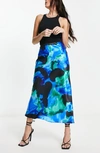 Asos Design Bias Cut Satin Midi Skirt In Medium Blue