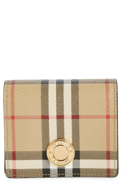 Burberry Note Check Coated Canvas Bifold Wallet In Archive Beige