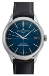 BAUME & MERCIER CLIFTON BAUMATIC LEATHER STRAP WATCH, 40MM