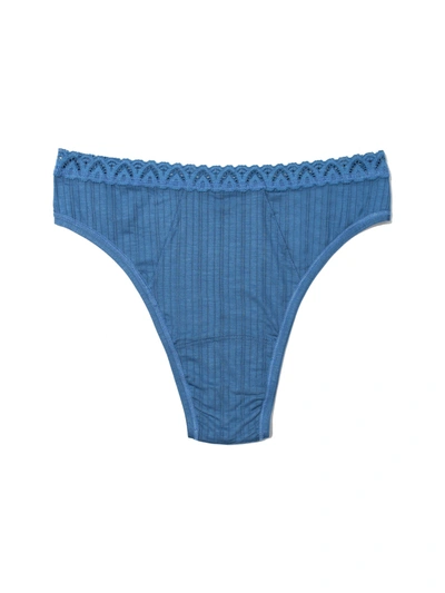 Hanky Panky Mellowluxe™ High Cut Thong In Blue