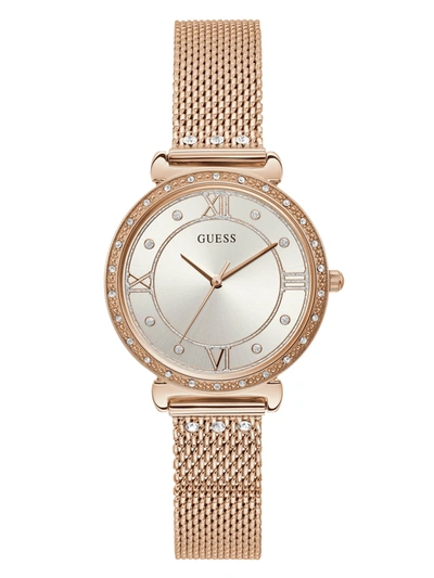 Guess Factory Jewel Rose Gold-tone Watch In White
