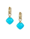 JUDE FRANCES Classic Turquoise, Diamond & 18K Yellow Gold Cushion Earring Charms