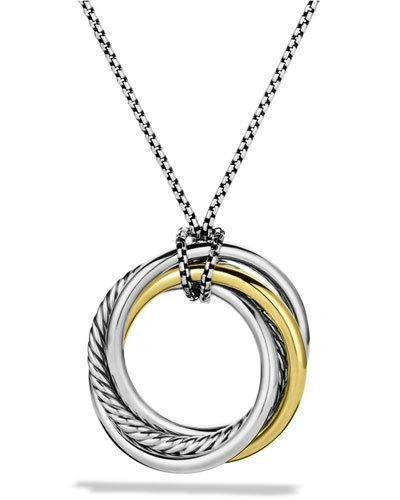 David Yurman Crossover Small Pendant Necklace With 14k Gold In Silver/gold