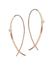 Lana Jewelry WOMEN'S UPSIDE DOWN SMALL DIAMOND & 14K ROSE GOLD FLAT HOOP EARRINGS/1",400092110642