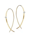 Lana Jewelry Women's Upside Down Small Diamond & 14k Yellow Gold Flat Hoop Earrings/1"
