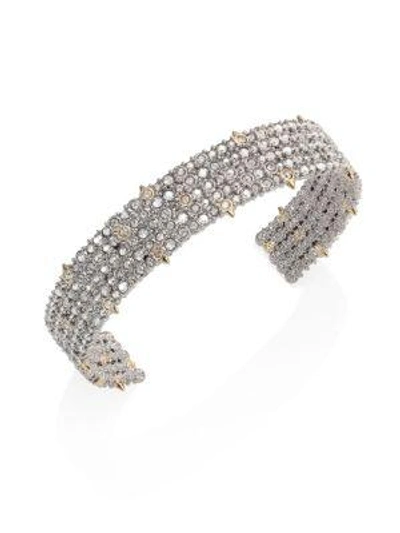 Alexis Bittar Crystal Accent Lace Cuff In Silver