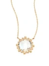 ANZIE DEW DROP WHITE TOPAZ & 14K YELLOW GOLD MINI ROUND PENDANT NECKLACE,400092205354