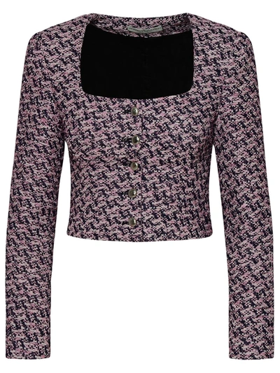 Alessandra Rich Houndstooth Cropped Jacket In Pink