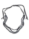 CHAN LUU 6MM Grey Potato Pearl, 9-10MM Cultured Freshwater Pearl, Pyrite & Mystic Lab Tie Necklace