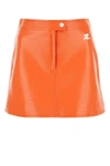 Courrèges Courreges Coated Cotton Mini Skirt In Orange