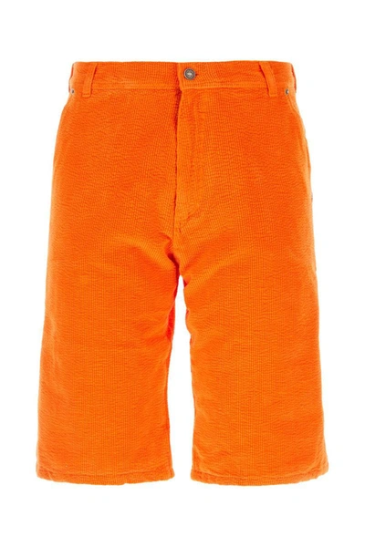 Erl Knee-length Corduroy Shorts In Orange