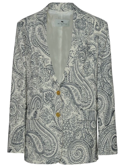 Etro Paisley-print Single-breasted Blazer In Black