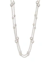 ADRIANA ORSINI WOMEN'S LONG DOUBLE-ROW STATION NECKLACE/RHODIUM,456938550436