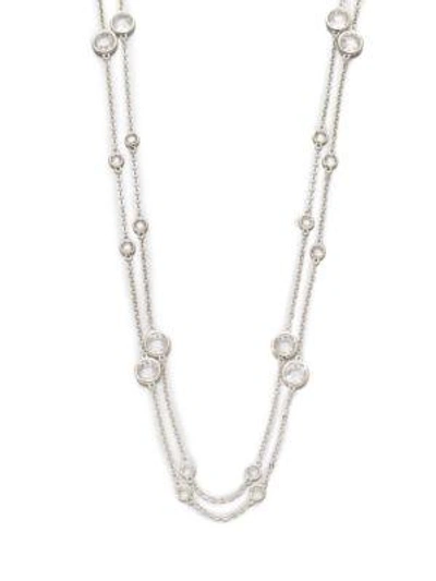 Adriana Orsini Women's Long Double-row Station Necklace/rhodium In Silver
