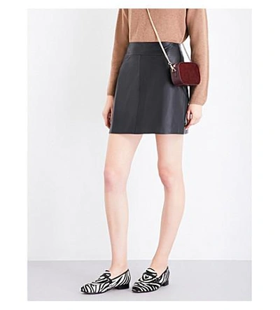 Whistles A-line Leather Skirt In Black
