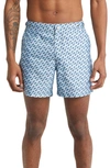 Prince And Bond Elvio Print Hybrid Swim Trunks In Blue