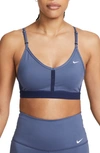 Nike Women's Indy Light-support Padded V-neck Sports Bra In Blue