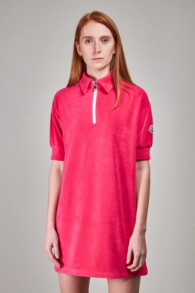 Moncler Terry Cloth Polo Dress In Fuchsia