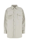 Maison Margiela Padded Overshirt Puffer Jackets White In Gray