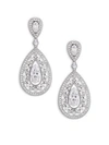 ADRIANA ORSINI PAVÉ CRYSTAL SMALL PEAR DROP EARRINGS/SILVERTONE,400088120896