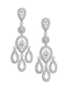 ADRIANA ORSINI WOMEN'S PAVÉ PEAR CHANDELIER EARRINGS/SILVERTONE,0400088120875