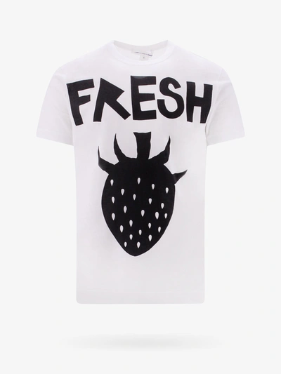 Comme Des Garçons Shirt X Brett Westfall Strawberry-print Cotton T-shirt In White,black