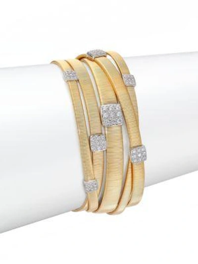 Marco Bicego Masai Diamond, 18k Yellow Gold & 18k White Gold Multi-row Bracelet