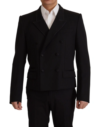 Dolce & Gabbana Black Double Breasted Coat Blazer Jacket