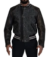 Dolce & Gabbana Black Houndstooth Polyester Bomber Jacket In Black