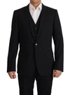 DOLCE & GABBANA DOLCE & GABBANA BLACK JACKET VEST 2 PIECE MARTINI MEN'S BLAZER