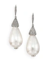 OSCAR DE LA RENTA WOMEN'S FAUX PEARL & CRYSTAL TEARDROP EARRINGS,0401632245416