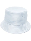Alexander Mcqueen Light Blue Bucket Hat With Skull Pattern In Blue