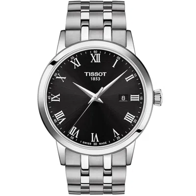 Tissot Men's Classic Black Dial Watch In Silver