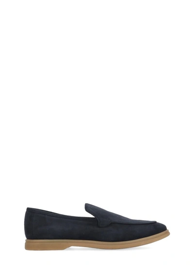 Eleventy Almond-toe Suede Loafers In Blue | ModeSens display picture 3