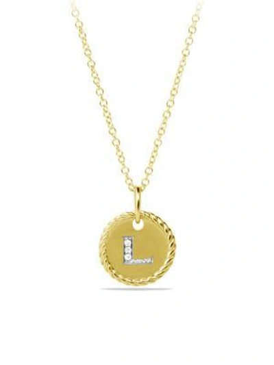 David Yurman 18k Yellow Gold Initial Pendant Necklace In L