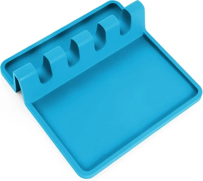 Zulay Kitchen Silicone Utensil Holder With Drip Pad For Multiple Utensils In Blue