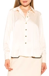 Alexia Admor Rylin Silky Front Button Blouse In Oat