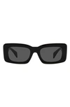 Versace 54mm Rectangular Sunglasses In Black