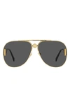 Versace Men's Ve2255 63mm Pilot Sunglasses In Gold/gray Solid