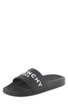 Givenchy Black Flat Slides With Logo In Polyurethane Man In Black